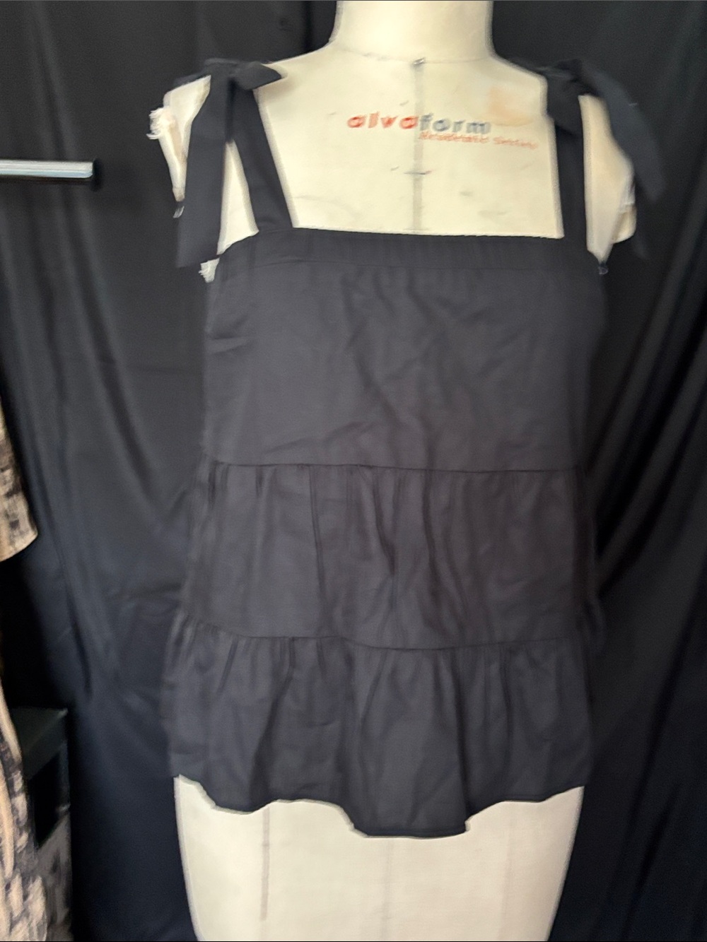Black Tiered Tie-Shoulder Sundress - Women